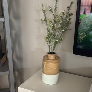 Two-Tone Vase with Faux Greenery